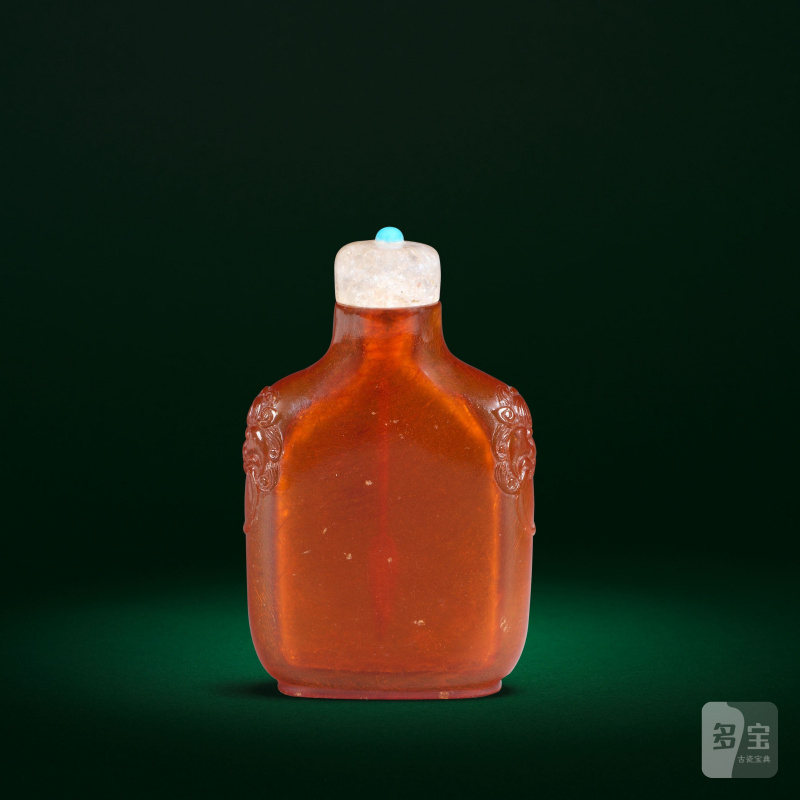 十八/十九世紀 琥珀鋪首耳鼻烟壺 | AN AMBER 'RING HANDLES' SNUFF BOTTLE - 图6